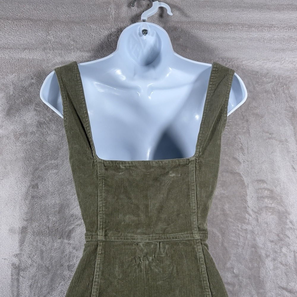 Alice + Olivia Renita Corduroy Mini Dress Womens 4 Sage Green Zip Front Pinafore - Picture 8 of 11